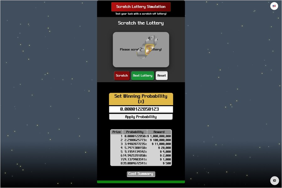 Scratch Lottery Simulation - Try your luck!